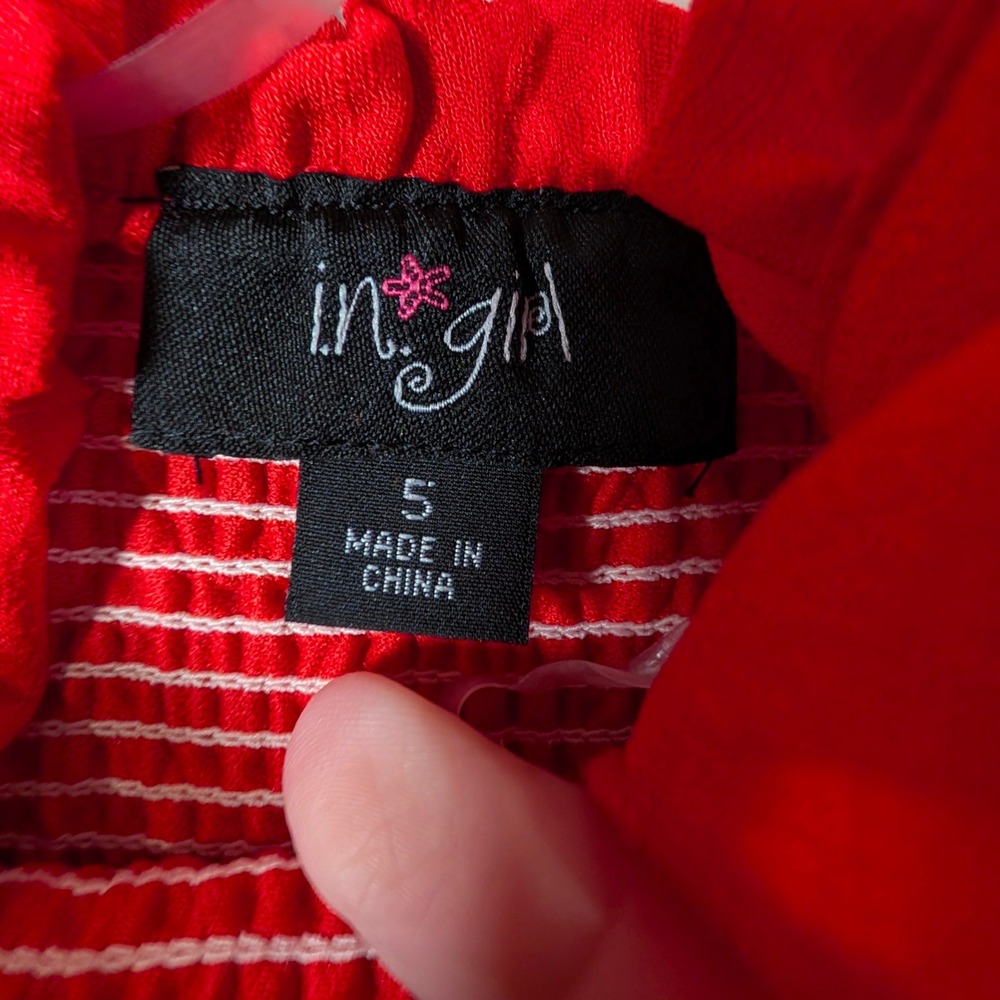 Copper Key Pink Linen & GB Girls Red Embroidered Tiered Dress Bundle of 2 Small - Picture 10 of 15